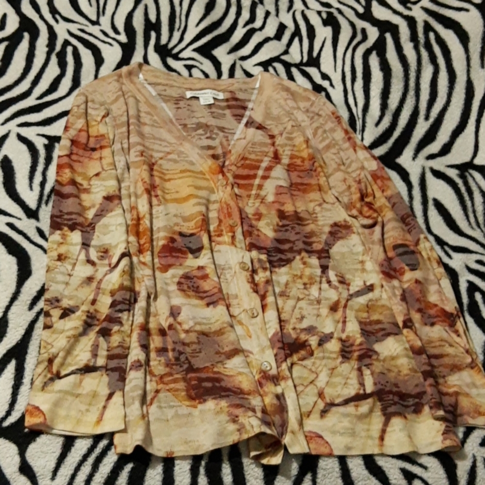 Coldwater Creek Cardigan S6-8 Watercolor Print